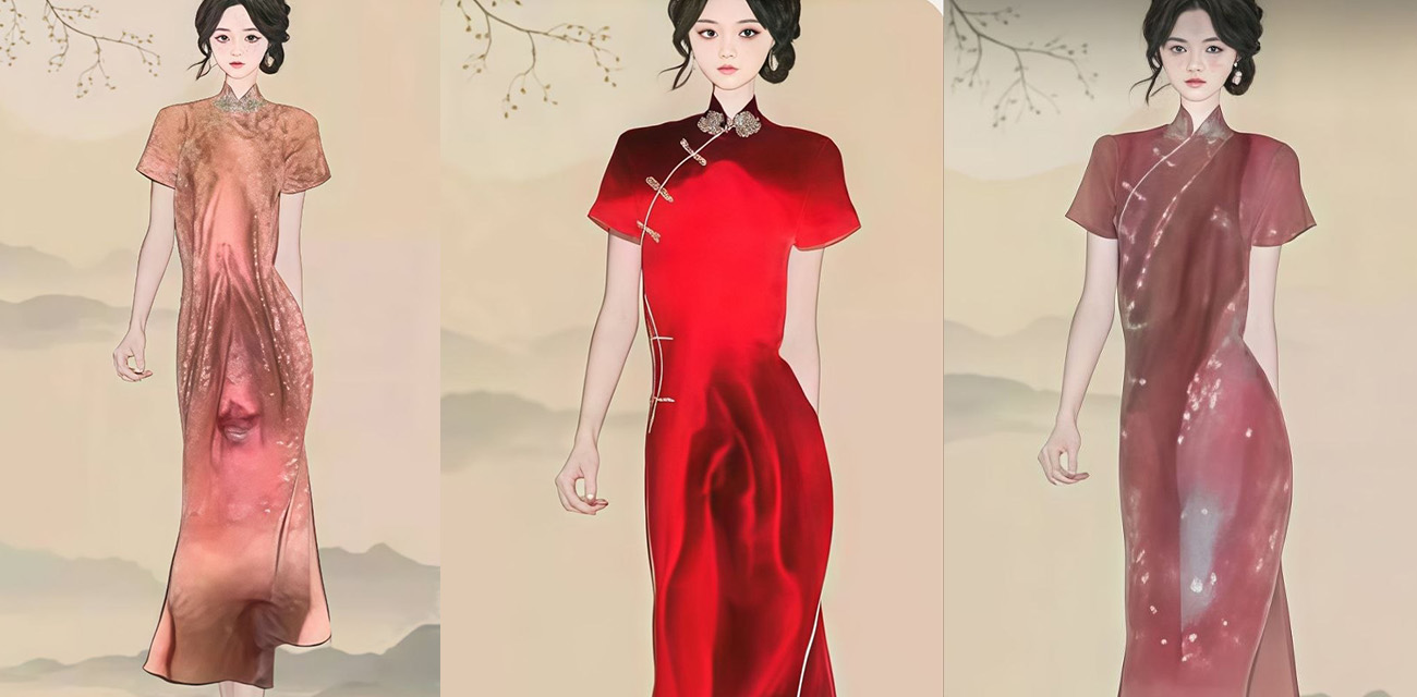 抖音旗袍万福图全网疯传 滤镜插画变装直接露肉 网友创造力爆棚秒变暗网！